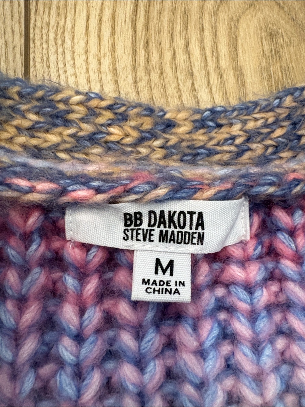 BB Dakota Pastel Multicolor V‑Neck Knit Cardigan - Pink, Purple, Blue, Cream - Picture 2 of 5